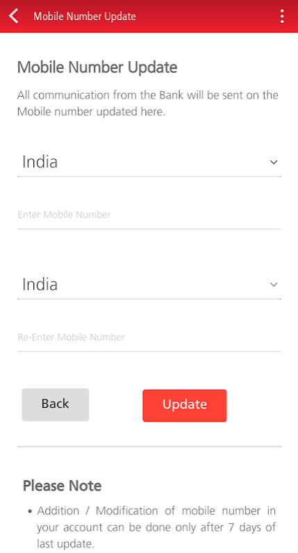 Kotak Mahindra Bank mobile number change