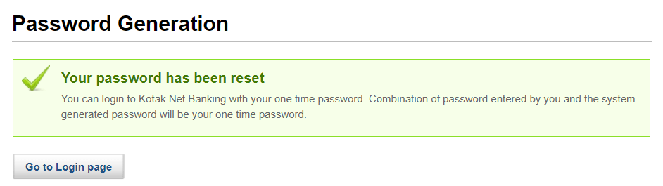 Kotak net banking password reset