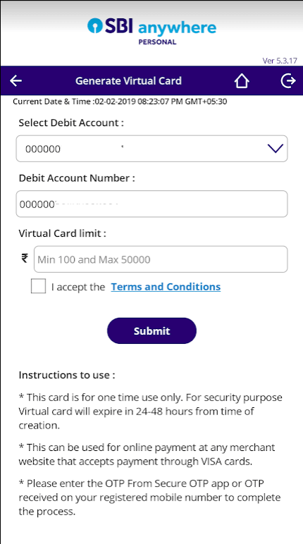 enter virtual card limit 