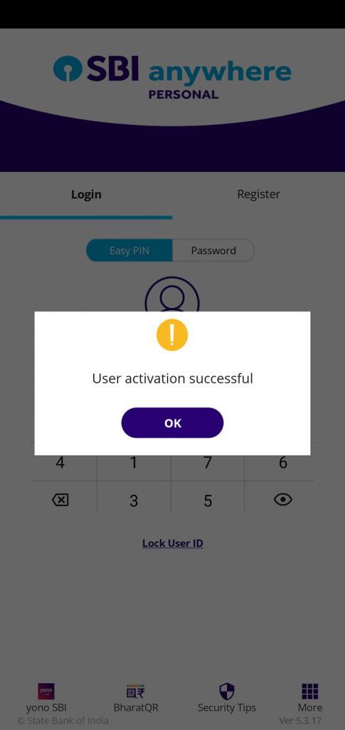 sbi anywhere app activated
