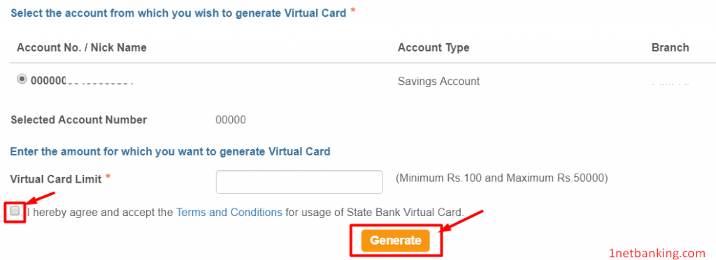 create SBI virtual card online