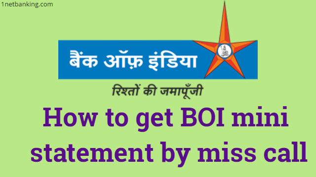 Bank of india mini statement missed call number