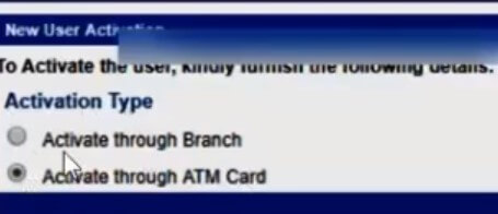 select activate through ATM card option