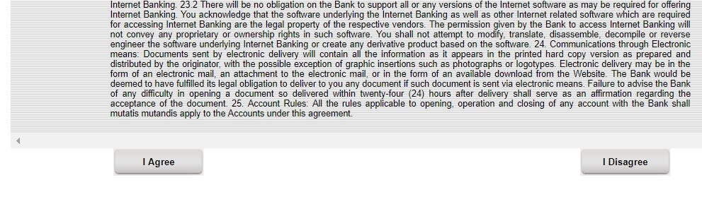 agree the terms and condition before syndicate internet banking registration