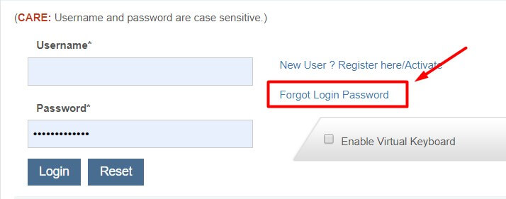 click on forgot login password