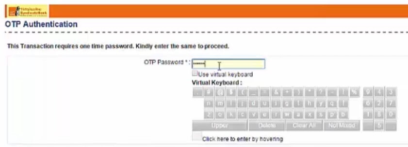 enter otp password received on mobile number
