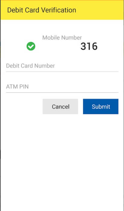 enter debit card details in abtej app