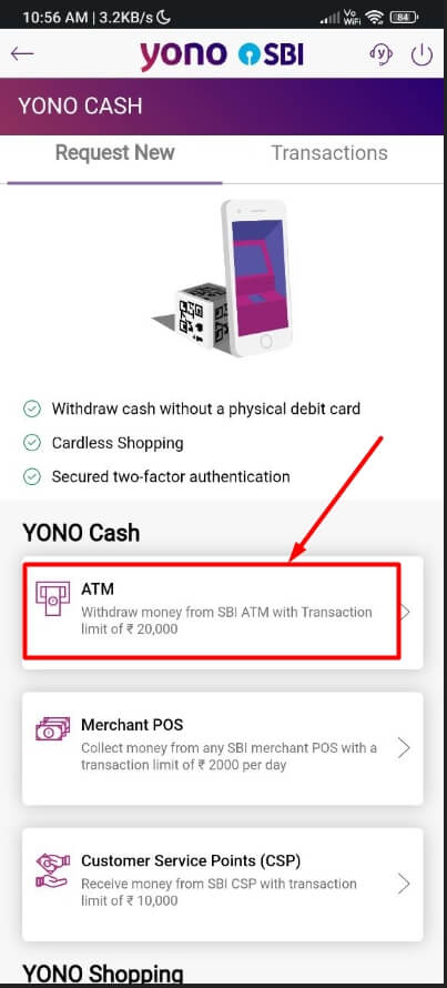 select ATM yono cash withdrawal