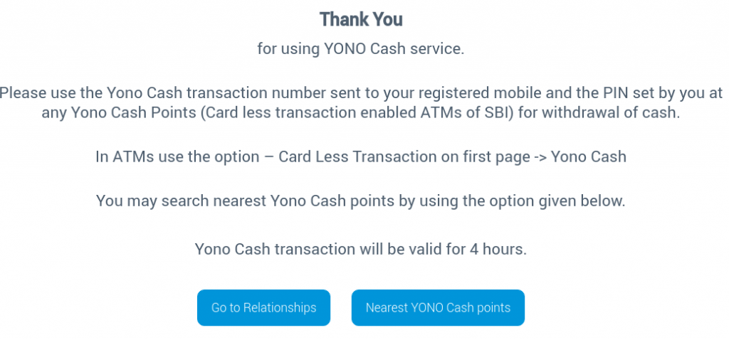 transaction numbe for yono cashr