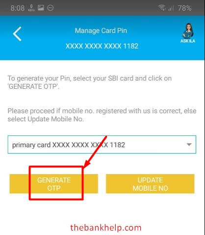 click on manage card pin