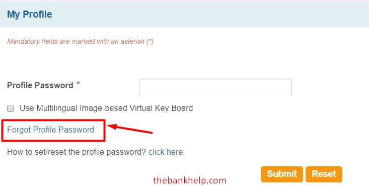 click on forgot profile password