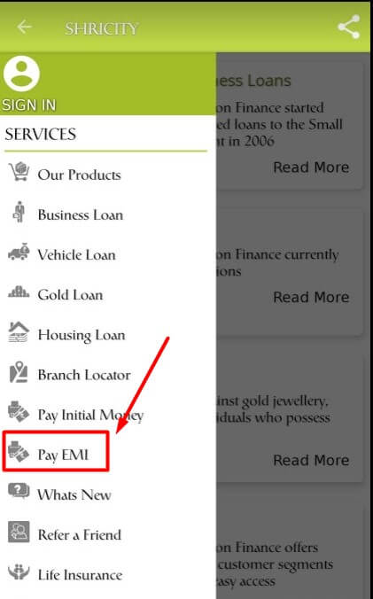 click on pay emi