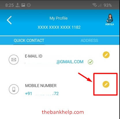 edit mobile number to update with new