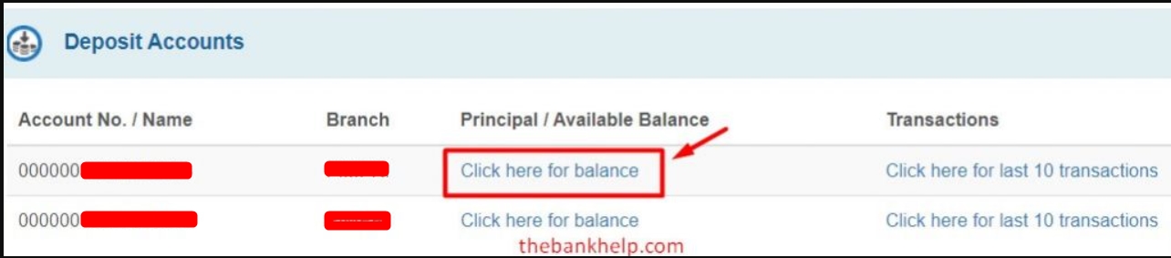 check mod balance using net banking