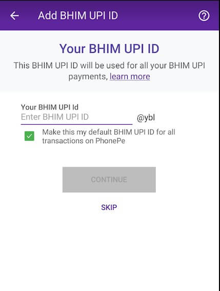 enter the upi id of your choice in phonepe app