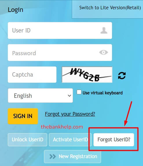 click on forgot user id