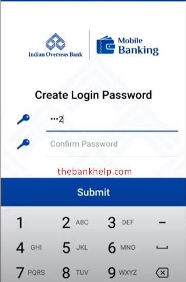 create login password for iob mobile app login