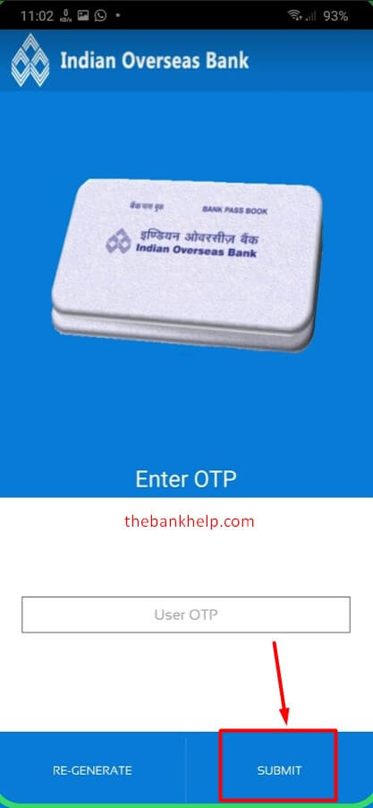 enter otp to register on mpassbook app