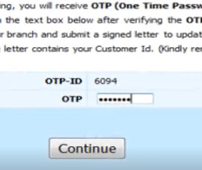 enter otp for boi transaction password reset