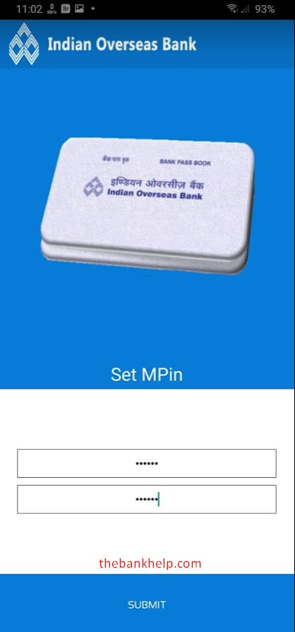 set mpin for iob mpassbook app