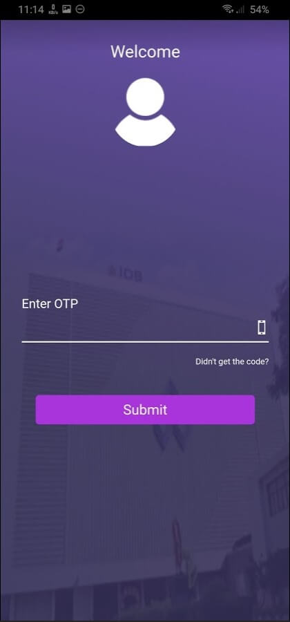 enter otp to register on iob nanban app