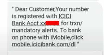 icici mobile number change sms confirmation