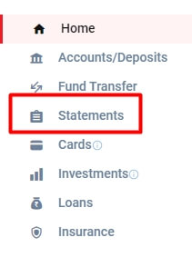 click on statements option in kotak netbanking