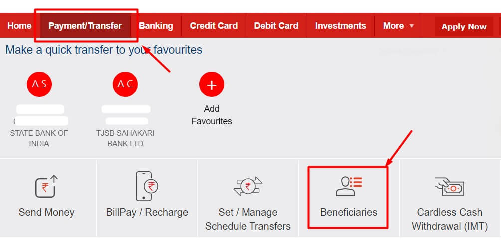 click on beneficiaries option in kotak net banking