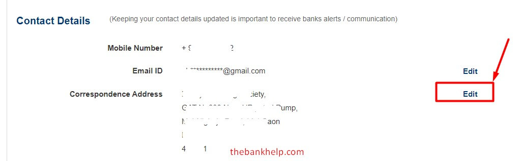 click on edit address in kotak net banking
