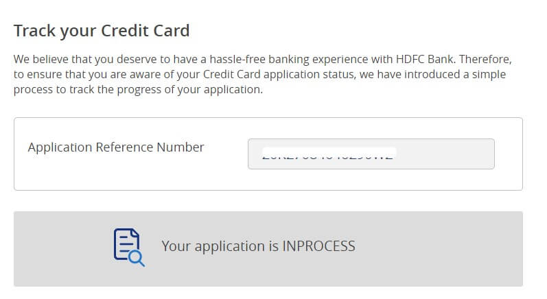check hdfc credit card application status online