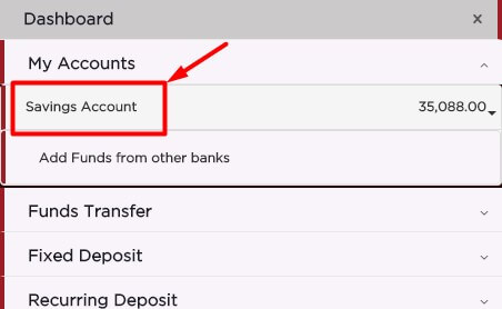 click on account in idfc internet banking