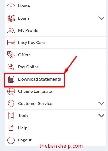 click on download statements option from capital first