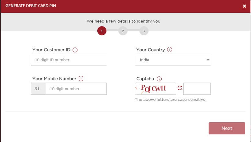 enter mobile number and customer id in idfc website1