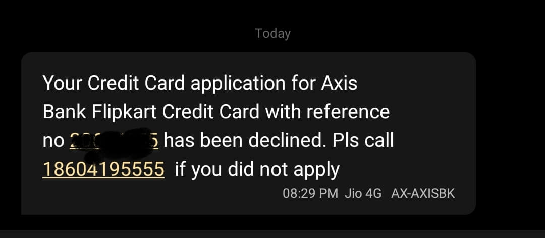 axis cc status via sms