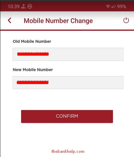confirm new mobile number to change in idfc app