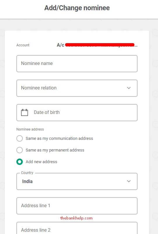 enter nominee name, relation and dob in idfc net banking