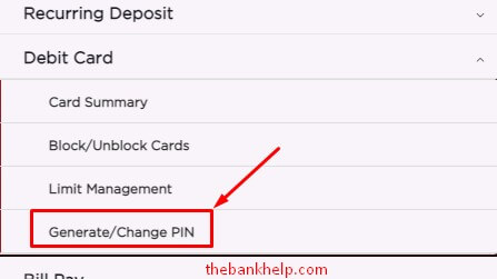 click on change pin option in idfc intetnet banking