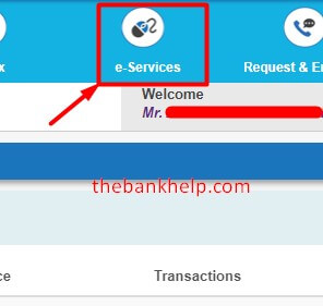 click on e services option in sbi net banking