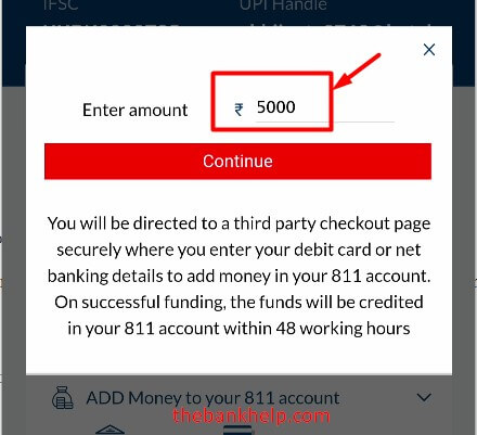 enter anount to transfer in kotak bank app