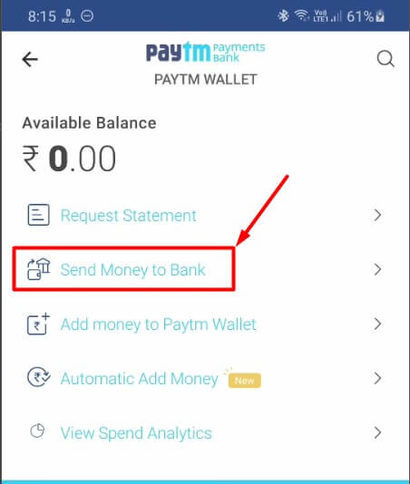 select send money to bank in paytm app