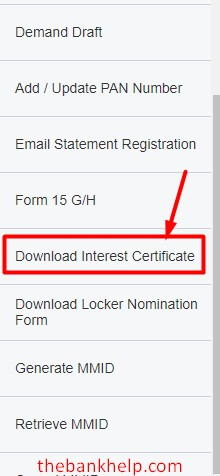 click on download interest certificate in hdfc netbanking