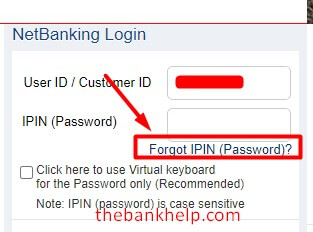 click on forgot password in hdfc netbanking website