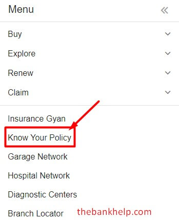 click on know your policy in hdfc ergo website