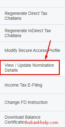 click on update nomination details in hdfc netbanking