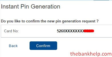 confirm hdfc debit card pin generation request