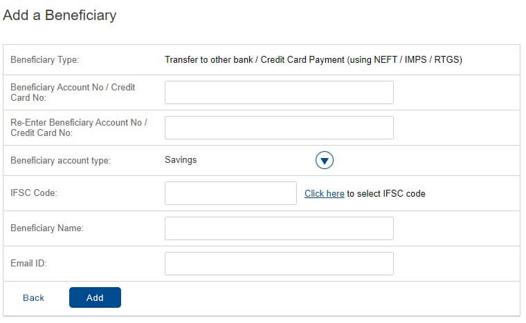 enter beneficiary details to add in kotak bank