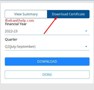 tap on download ceritifcate option in hdfc app