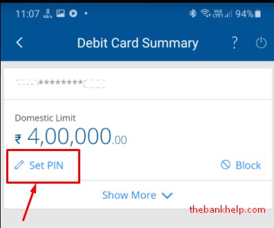 tap on set pin option in hdfc app