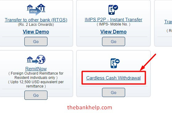 click on Cashless withdrawal option in HDFC bank internet banking