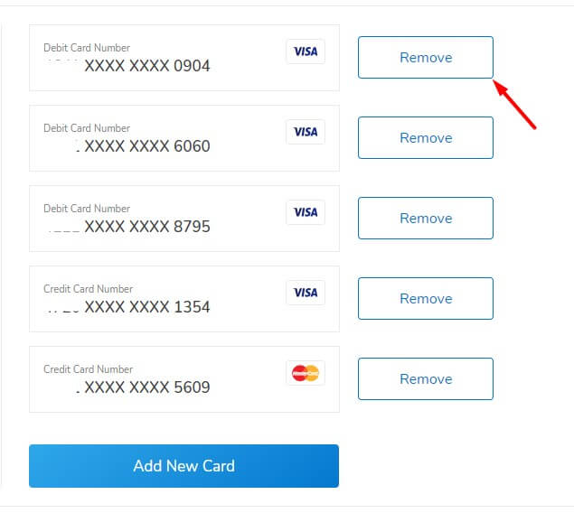 click on remove button on mobikwik